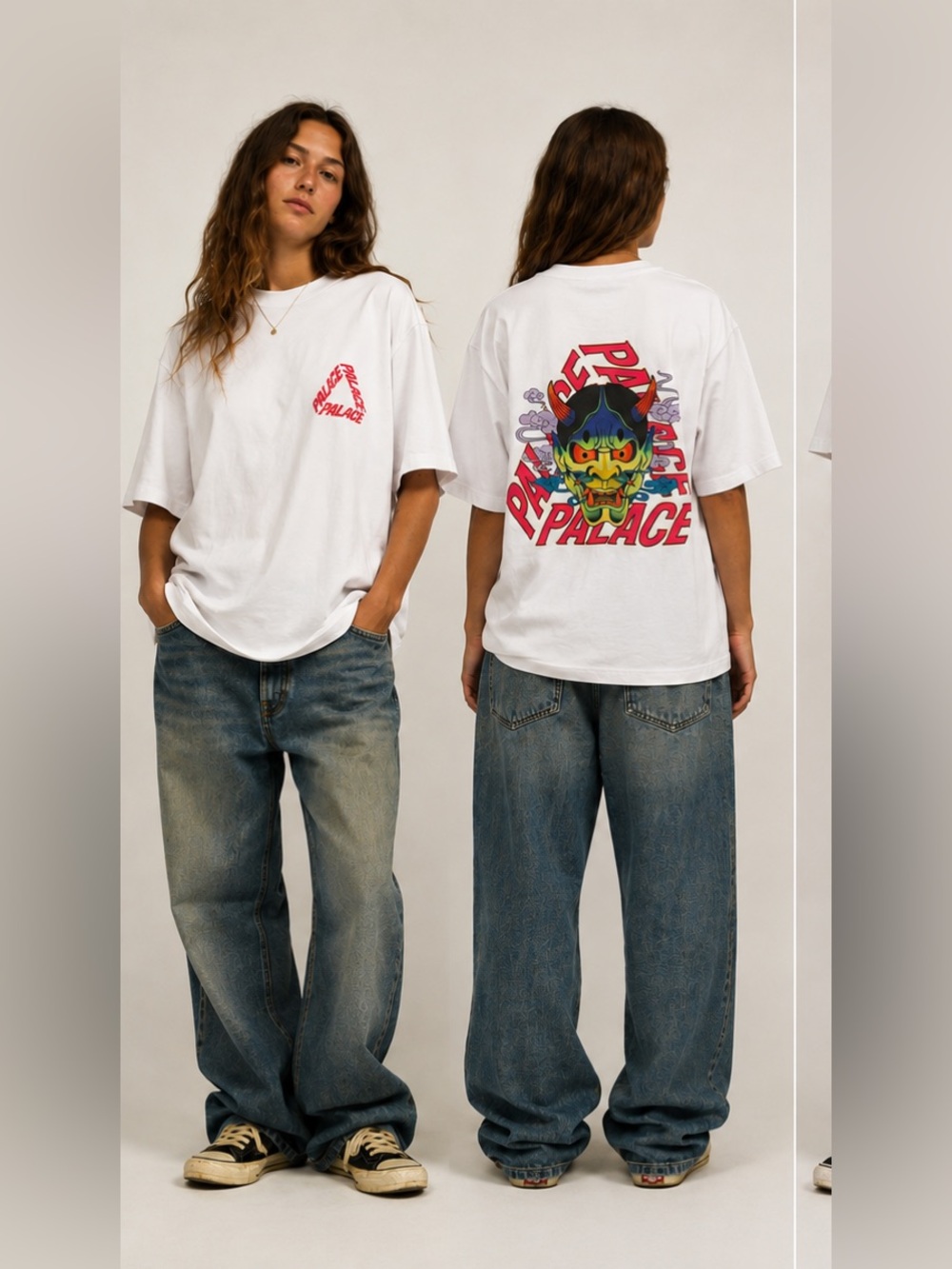 PALACE Unísex Demon P3 Graphic Skater Streetwear Casual 90’s Vibe T-Shirt Large